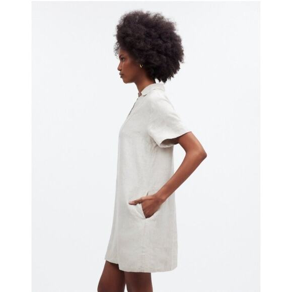 NWT Madewell V-Neck Linen Mini Dress in Natural Undyed Size XXS - Picture 8 of 15